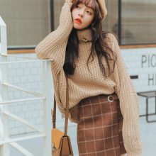 Harajuku Style Woolen Plaid Retro Skirts