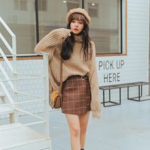 Harajuku Style Woolen Plaid Retro Skirts