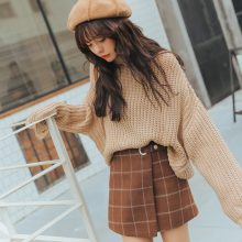 Harajuku Style Woolen Plaid Retro Skirts