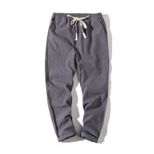 Cotton Linen Joggers Black Men’s Harem Pants Solid Fitness Casual Ankle-Length Mens Trousers Summer Streetwear Clothes Male