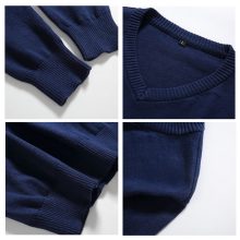V-neck Knitted Sweaters 2018 Autumn Fashion Casual Men Sweaters Pullover Slim Fit Cotton Solid Men Pullover Plus Size M-3XL
