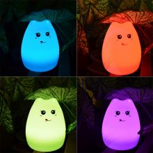 Silicone Touch Sensor LED Night Light For Children Baby Kids 7 Colors 2 modes Cat LED USB LED Night Lamp